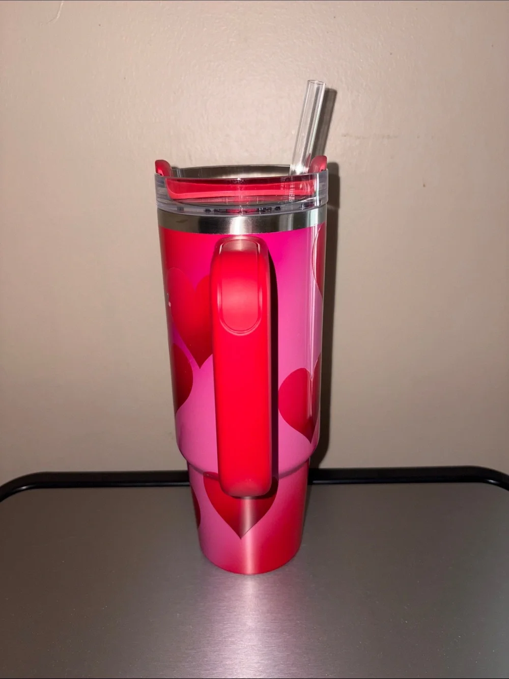 Never used Stanley Red and Pink Heart 30oz Travel Mug
